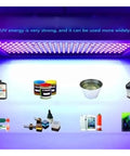 Top Shelf 3000W Led UV Curing Lamp With Cold Light Tech For Quick Nail Gel Curing alongside various UV curing materials.