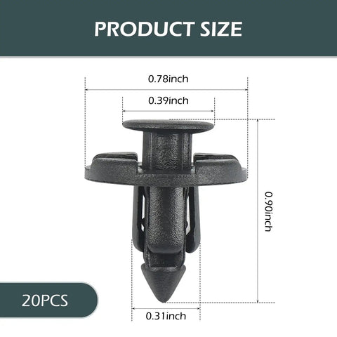 20 Piece Bumper Fastener Rivet Clips Set For Front Bumper And Radiator Support Retainers Plastic Push Fender Liner Clip size chart