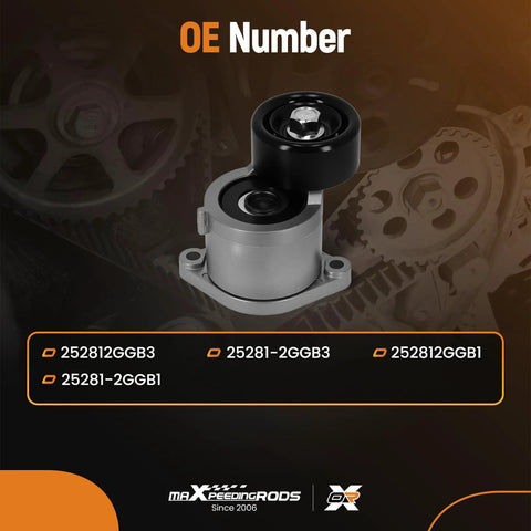 Belt Tensioner Pulley Assembly 252812GGB3 Dope Fit Fits Hyundai Sonata 2015 To 2019, Santa Fe 2019 To 2020 OEM Replacement