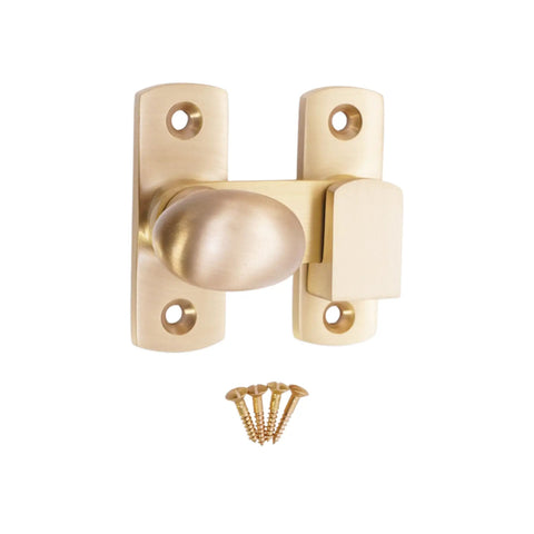 Satin Brass Oval Cabinet Turn Latch For Cupboards And Wardrobes 55mm Solid Brass