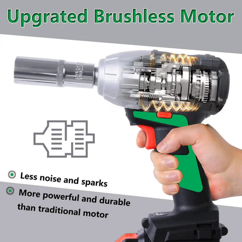 Beast Half Inch Cordless Impact Wrench Kit With 4000mAh 20V Max Battery 400Nm Torque, showing brushless motor design.