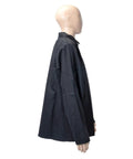 Side view of Black X Large Flame Resistant Welding Jacket With Cotton Nine Ounce Fabric on mannequin, KH808XL