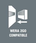 Illustration showing Wera 2go compatibility for 8 Piece In Hex Plus Bit Socket Set On Durable Textile Belt With Holding Function And Three Eighths Inch Drive For Grab-And-Go Quick Access Zyklop Style Hex Bits Easy Release And Secure Fit