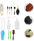 Do It All Succulent Planting Tool Set With Watering Pot And Riser, 14-Piece Garden Kit For Indoor Outdoor Plant Care, Transplanting, Weeding, Pruning, Soil Loosening And More, assorted tools laid out