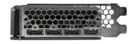 Back view of graphic card PCIe 4.0 ports with honeycomb ventilation design, part of Next Level Gaming Beast Featuring 12GB GDDR6 Memory.