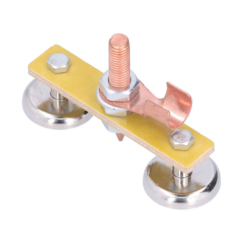 Heavy Duty Welding Ground Clamp Tools With Magnetic Base And Dual Strong Magnets For Secure Mechanical Maintenance holds firmly with copper connector.