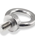 Hella Solid M10 Lifting Eye Bolts, 304 Stainless Steel Six Pack, close-up view of threaded M10 bolt with ring.