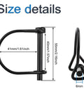 Diagram showing size details of One Quarter Inch Diameter Heavy Duty Safety Coupler Pin For Quick Release Hitches And PTO Pins Carbon Steel.