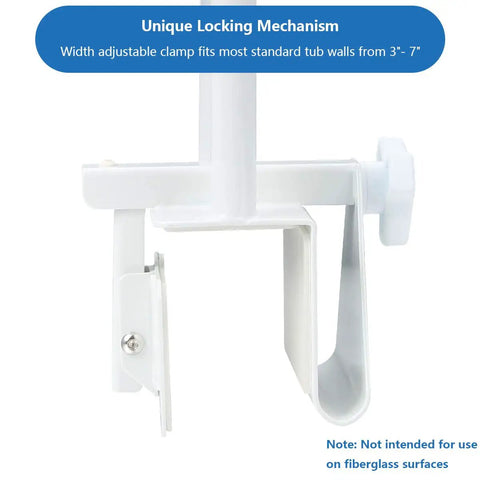 Sturdy Heavy Duty Tub Grab Bar Safety Rail With Adjustable Clamp Handle showing unique locking mechanism