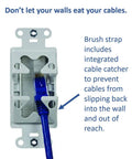 Slick In Wall Cable Management Kit For TV Hides power and low voltage lines behind drywall with integrated cable catcher.