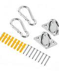 Beefy Ceiling Hook Kit Stainless Steel 304, 500 Lb Capacity, Includes 2 Eye Plates and 2 Spring Hooks, Screws and Expansion Anchors for Indoor Outdoor Hammock Chair Swing Mounting, kit parts