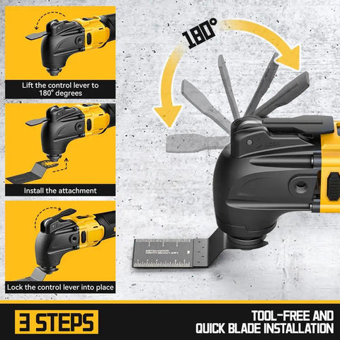 Cordless Oscillating Multi Tool 20V Brushless Power Tool For Wood Metal And Drywall Cutting 6 Speed Levels Quick Blade Change