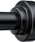 Close-up of black end cap on Adjustable Shower Curtain Rod 32 To 80 Inches No Drilling Spring Tension Rustproof Stainless Steel Anti Slip Never Collapse.