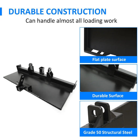 Heavy Duty 3 Point Hitch Adapter For Skid Steer Mount Plate Quick Tach Universal Fit, Grade 50 Steel, Durable Construction