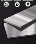 Premium Heavy Duty Brushed Stainless Steel Table Legs Featuring Anti Slip Leveling Feet And Quick No Sweat Assembly For Rock Solid Desk Or Bench Frames At Seventy Two Cm Tall, close-up of brushed 304 stainless steel pieces.