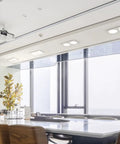 LED Spot Lights Square Double Head Recessed Downlight for Living Room illuminating modern office space with large windows.