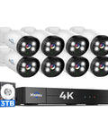 8-camera 4K Wired Security Camera System With Audio And Color Night Vision, 3TB Hard Drive, DVR Kit for home surveillance