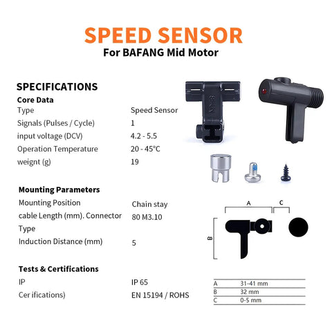 Speed Sensor For Mid Drive Ebike Motor Compatible With BBS01 BBS02 BBSHD And 8FUN Mid Mount Kits Long Lead 80Mm Wire 4Mm Sensing Distance One Pulse Per Cycle Boost Your Electric Bike Build