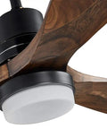 52 Inch Black Ceiling Fan With Lights, Low Profile Farmhouse Style With LED Light Kit, Quiet Motor, 3 Solid Wood Blades close-up