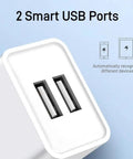 All In One USB Charger For Electric Toothbrushes And Water Flossers, 5V 2.5A Wall Adapter Type A with two USB ports