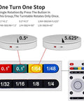 ComXim Motorized Turntable Remote Control Rotating Display Stand 360 Degree Platform with preset rotation buttons and indicators.