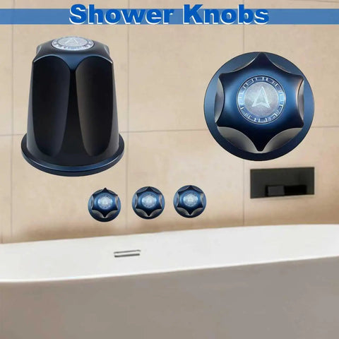 Matte Black Shower Knob Replacement Kit For Pfister Verve Tub And Shower 3-Piece Set with handles and flanges on tub background