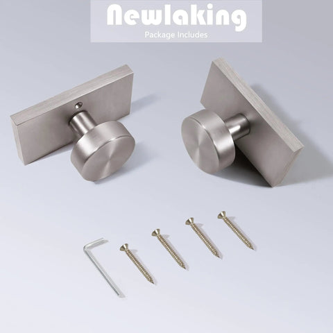 Set of Heavy Duty Zinc Alloy Dummy Door Knobs With Brushed Nickel Finish and installation hardware.