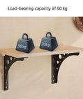 Heavy Duty Wrought Iron Corner Shelf Bracket Featuring A Solid Right Angle Triangle Frame for Wall Mounted DIY Storage Rack, holding 60 kg.