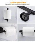 Brushed Nickel 8 Piece Bathroom Hardware Set With 16 Inch Towel Bar, Towel Ring, Toilet Paper Holder, Robe Hook And More, Durable SUS304 Stainless Steel, Rust Resistant, Easy Install, Modern Bath Accessory Kit showing toilet paper holder details.
