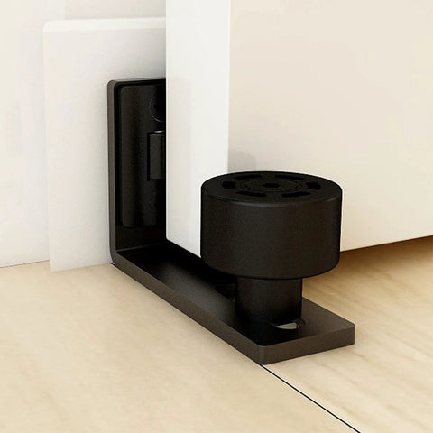 Heavy Duty Floor Guide For Sliding Barn Doors With Double Wheel Bottom Roller Wall Mount System No Punching Required Black 1 Pack