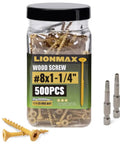 Deck Screws One And One Quarter Inch Size Eight Exterior Epoxy Coated Tan 500 Pack Rust Resistant Outdoor Wood Screws With Torx Star Drive T25 Bit Included