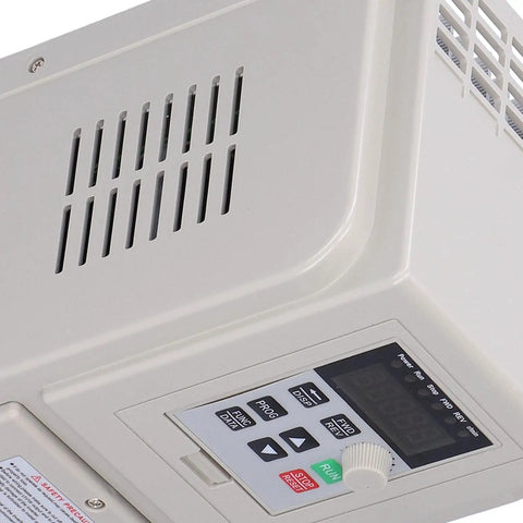 Close-up of control panel on 110V VFD Inverter 1500W For Motors From Single Phase To Three Phase Speed Control with buttons and display
