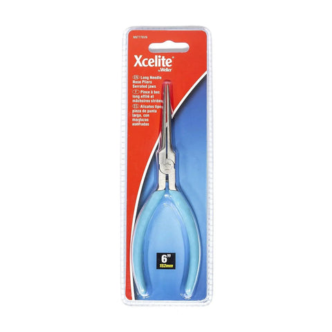 Packaged 6 Inch Long Needle Nose Pliers With Serrated Jaws For Precise Work In Tight Spots Green Handles Extra Long Nose For Forming