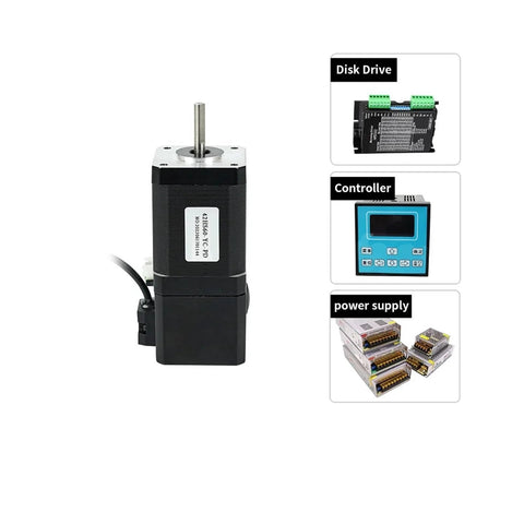 NEMA 17 brake stepper motor with black housing and silver shaft