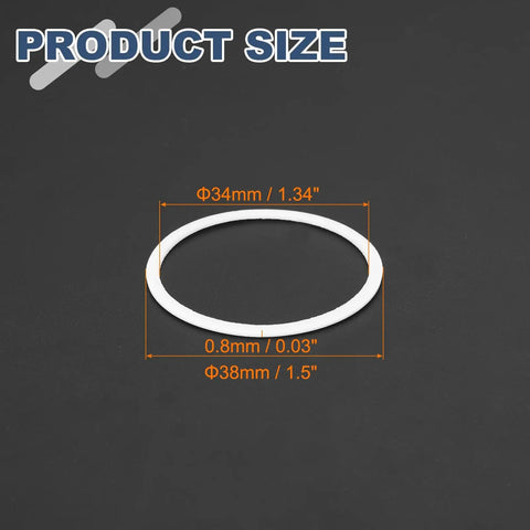 Fifty Heavy Duty PTFE Flat Washers Serving As Tough O Ring Gasket Spacers Sized Knockout For 34Mm Centers And 38Mm Edges With Size 34mm ID and 38mm OD.