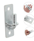 Built Like A Tank Heavy Duty Wall Mounted Fence Post Hinges Silver Smooth As Butter Barn Shed Door Hardware, silver hinge close-up.