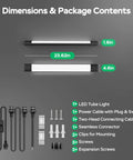 Linkable 2Ft LED Garage Light Ceiling Fixture With 5000K Daylight Tube, 18W Overhead Bar, Plug In, IP65 Waterproof package contents