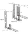 Double Swing Saloon Door Hinge with Gravity Return and Self Closing Spring Loaded Mechanism, heavy duty stainless steel, shown with measurements