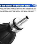 Heavy Duty 8mm Manual Primer Bulb Fuel Transfer Pump Works Like A Champ For Gas And Diesel Handles Kerosene Or Water Pulls Clean Each Time Zero Sweat Fits Cars Boats Motorcycles close-up view showcasing rubber and aluminum materials.