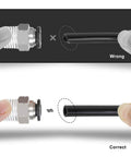 Hromee air line tubing kit, 1/4 in PU tube with push-to-connect fittings; set with metal fittings and black tube.