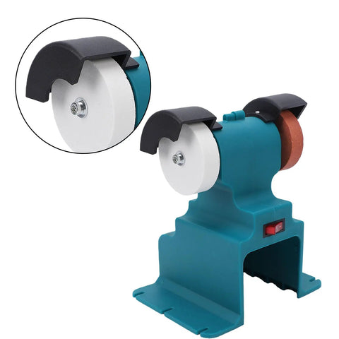 Hamwesh Mini Bench Grinder, 200W Cordless Electric Sander With 7000Rpm Speed, compact design, dual grinding wheels, teal housing.