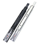 Professional Grade Full Extension Bottom Mounted Drawer Slides Concealed Heavy Duty Cabinet Hardware in black and silver finishes.