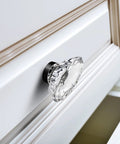 Crystal Cabinet Knobs 8 Pack Vintage Oval Flower Design Matte Black Base Crystal Glass Drawer Knobs For Cabinets Dresser Kitchen Cupboard Bathroom Lookin Slick Easy Install Hardware on white drawer
