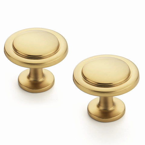 Slick Brushed Brass Solid Kitchen Cabinet Pulls And Round Drawer Knobs 15 Pack Heavy Duty Gold Hardware Quick Install Top Shelf Quality Upgrades That Bring Slick Modern Vibes To Every Home Space