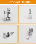 Boss 6 Pack Stainless Steel C Clamp Set With Protective Jaws For Smooth Woodworking And Welding Tasks Legit Heavy Duty Mini Tiger G Clamps That Hold Fast No Sweat 1 3/16 Inch Jaw multiple views of mini clamps showcasing varying angles and components