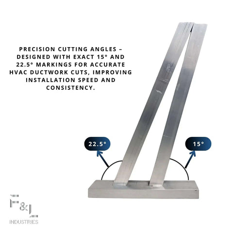 Heavy Duty Aluminum Square Duct Angle Cutting Guide with Exact 15 and 22.5 Degree Markings for HVAC Ductwork and Sheet Metal