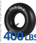 15x6.00-6 Inner Tube Two Pack For Ride On Mowers, Yard Trailers, Tractors, Go Karts, Golf Carts, ATVs And More With TR-13 Valve Stem, Heavy Duty Natural Rubber Replacement Tire Tubes showing weight capacity.