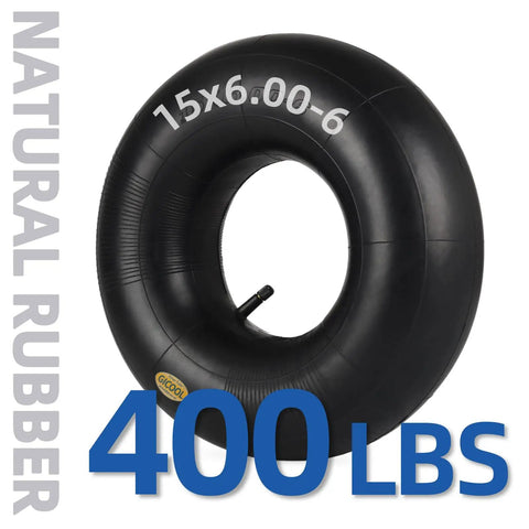 15x6.00-6 Inner Tube Two Pack For Ride On Mowers, Yard Trailers, Tractors, Go Karts, Golf Carts, ATVs And More With TR-13 Valve Stem, Heavy Duty Natural Rubber Replacement Tire Tubes showing weight capacity.