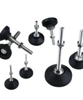 16 Pack Stainless Steel Adjustable Furniture Feet Heavy Duty Swivel Leveling Pads With Threaded Base, black rubber base and threaded rods.