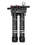 Top Shelf Two Stage Water Purification Drops Chlorine Rust Hard Scale And Bad Taste No Sweat Smooth Sixty Ton Capacity Ten Liter Per Minute Flow For Home Or Cafe, dual inline filter unit.